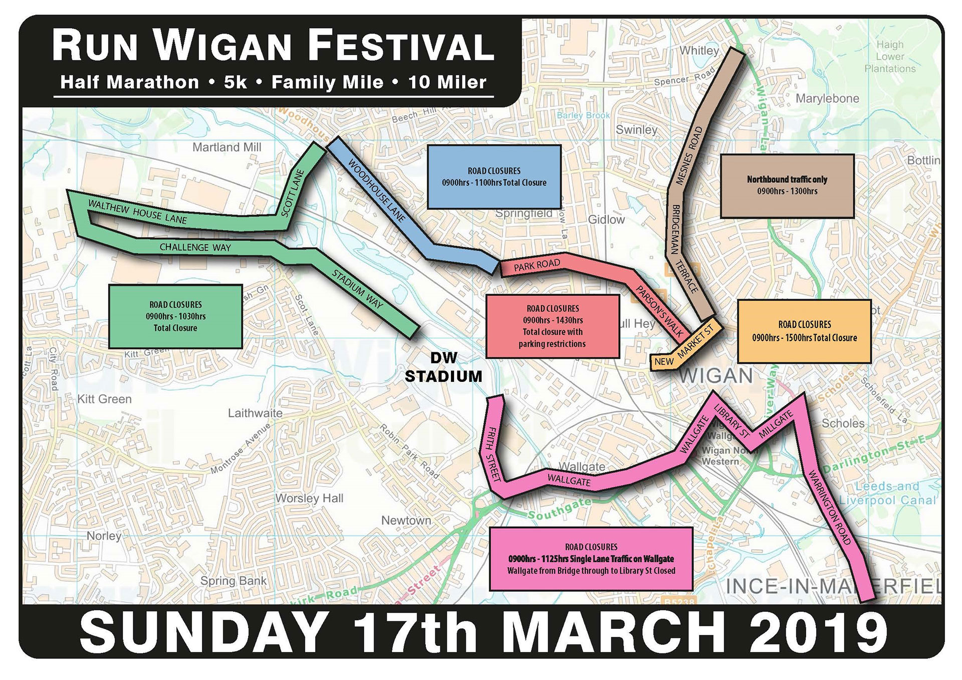 Run Wigan Festival road closures